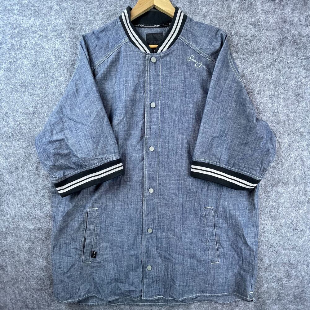 Vintage Sean‎ John Jacket Mens 2XL Blue Spellout Logo Cotton Hip Hop 90s Baggy